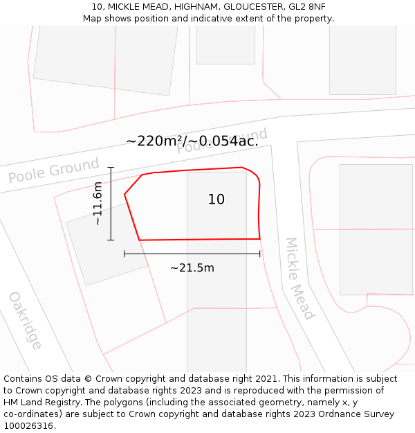 10, MICKLE MEAD, HIGHNAM, GLOUCESTER, GL2 8NF: Plot and title map