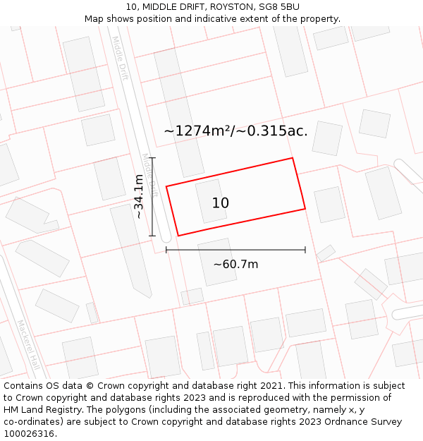 10, MIDDLE DRIFT, ROYSTON, SG8 5BU: Plot and title map