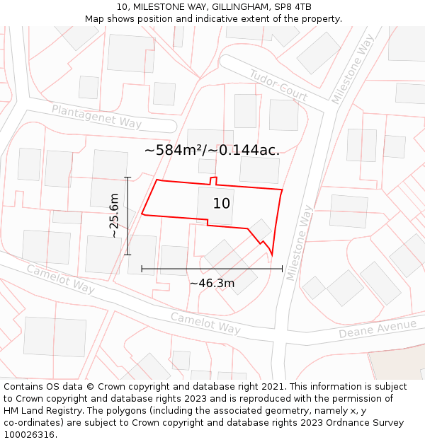 10, MILESTONE WAY, GILLINGHAM, SP8 4TB: Plot and title map