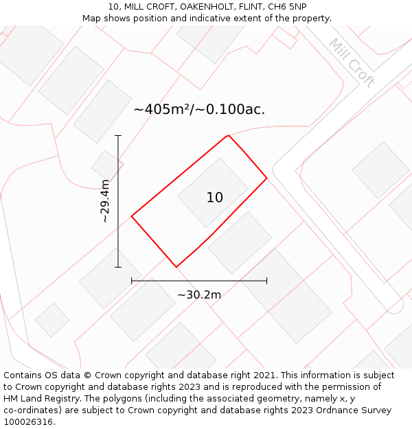 10, MILL CROFT, OAKENHOLT, FLINT, CH6 5NP: Plot and title map