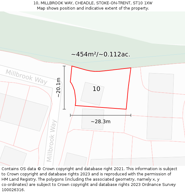 10, MILLBROOK WAY, CHEADLE, STOKE-ON-TRENT, ST10 1XW: Plot and title map