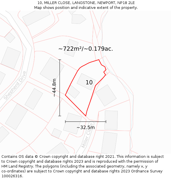 10, MILLER CLOSE, LANGSTONE, NEWPORT, NP18 2LE: Plot and title map