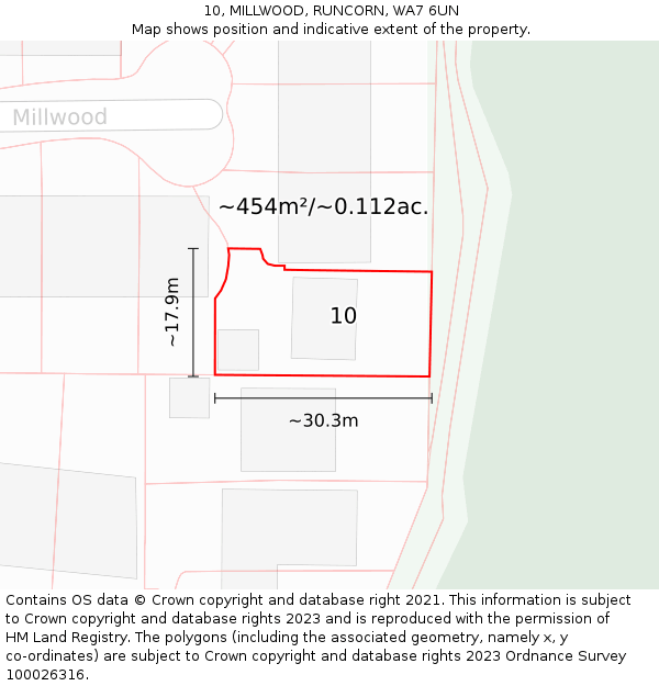 10, MILLWOOD, RUNCORN, WA7 6UN: Plot and title map