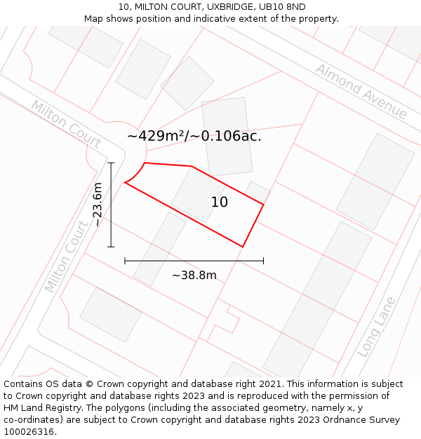 10, MILTON COURT, UXBRIDGE, UB10 8ND: Plot and title map