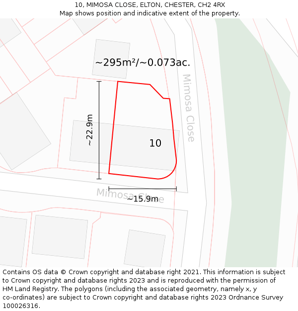 10, MIMOSA CLOSE, ELTON, CHESTER, CH2 4RX: Plot and title map