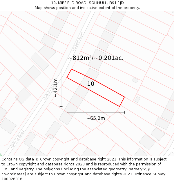 10, MIRFIELD ROAD, SOLIHULL, B91 1JD: Plot and title map