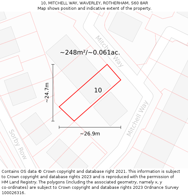 10, MITCHELL WAY, WAVERLEY, ROTHERHAM, S60 8AR: Plot and title map