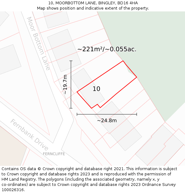 10, MOORBOTTOM LANE, BINGLEY, BD16 4HA: Plot and title map