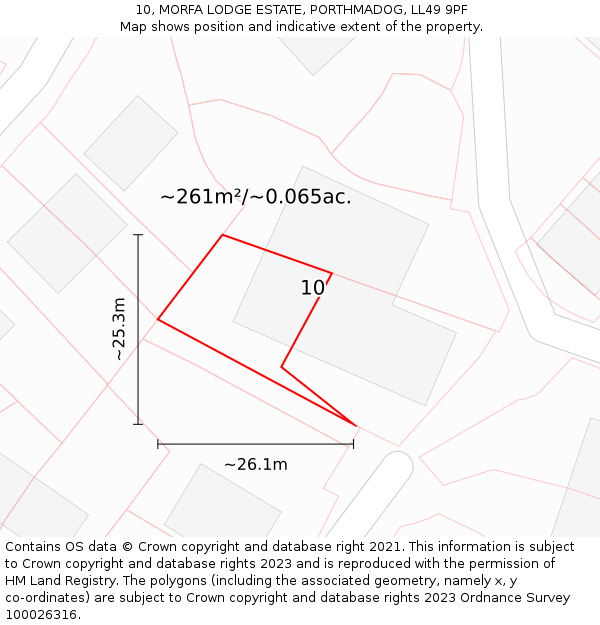 10, MORFA LODGE ESTATE, PORTHMADOG, LL49 9PF: Plot and title map