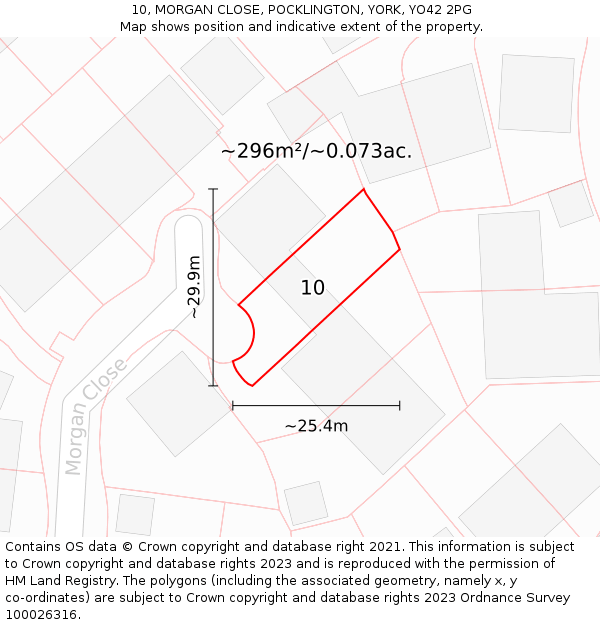 10, MORGAN CLOSE, POCKLINGTON, YORK, YO42 2PG: Plot and title map