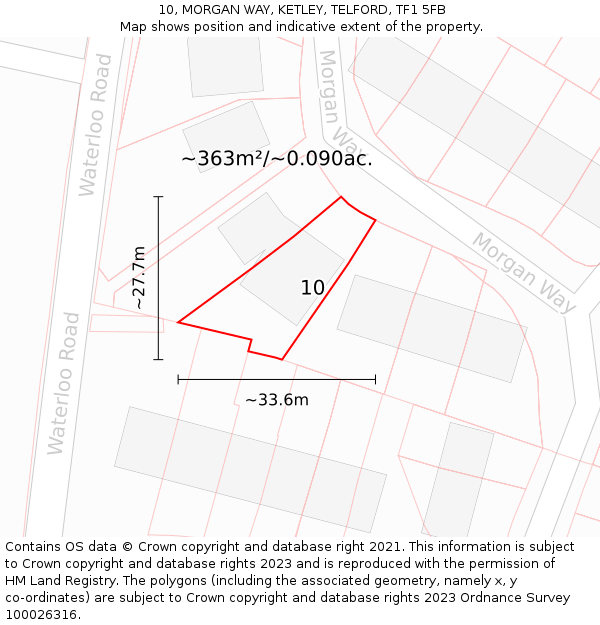 10, MORGAN WAY, KETLEY, TELFORD, TF1 5FB: Plot and title map