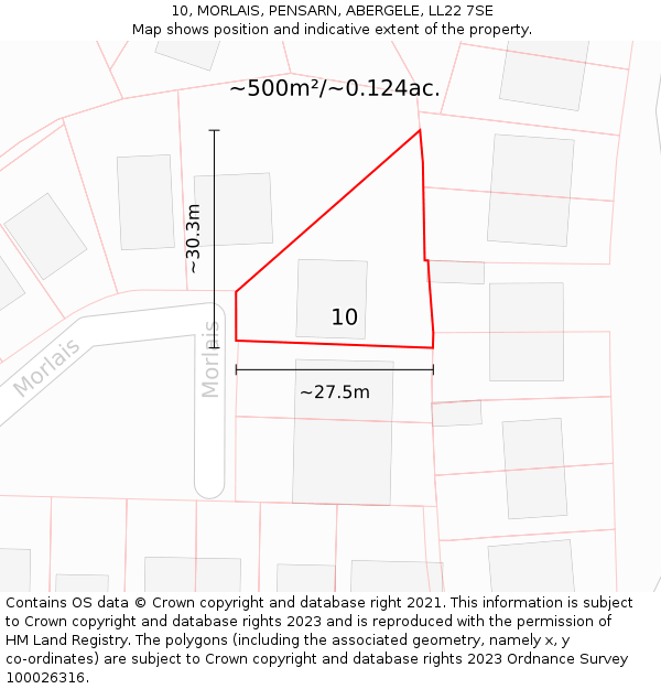 10, MORLAIS, PENSARN, ABERGELE, LL22 7SE: Plot and title map