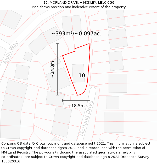 10, MORLAND DRIVE, HINCKLEY, LE10 0GG: Plot and title map