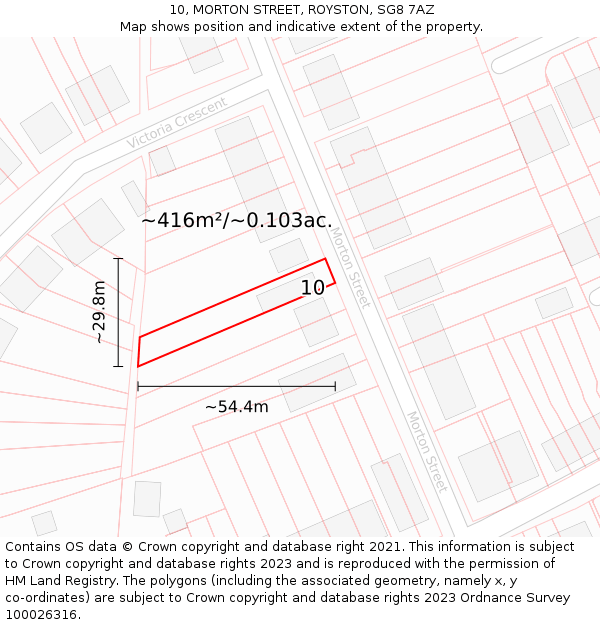 10, MORTON STREET, ROYSTON, SG8 7AZ: Plot and title map