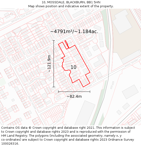 10, MOSSDALE, BLACKBURN, BB1 5HN: Plot and title map