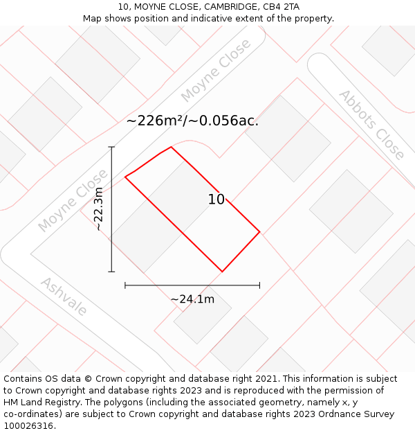 10, MOYNE CLOSE, CAMBRIDGE, CB4 2TA: Plot and title map