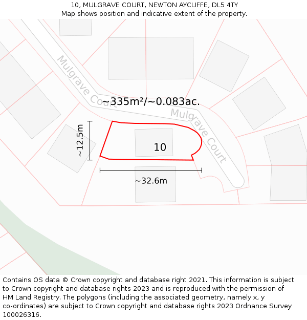 10, MULGRAVE COURT, NEWTON AYCLIFFE, DL5 4TY: Plot and title map