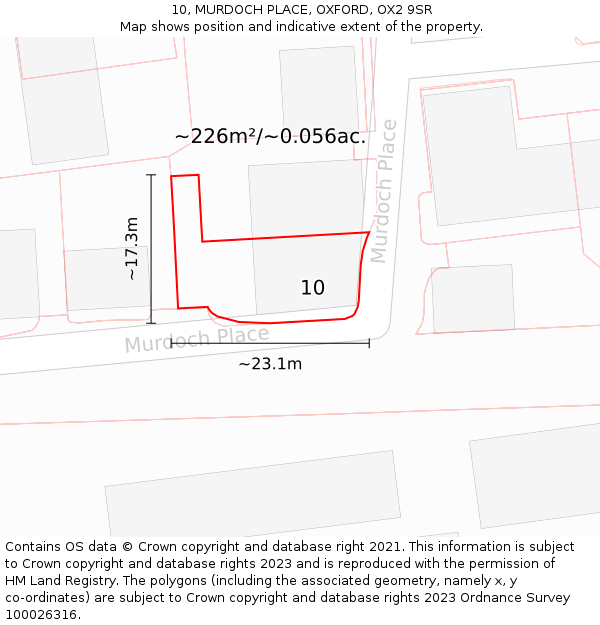 10, MURDOCH PLACE, OXFORD, OX2 9SR: Plot and title map