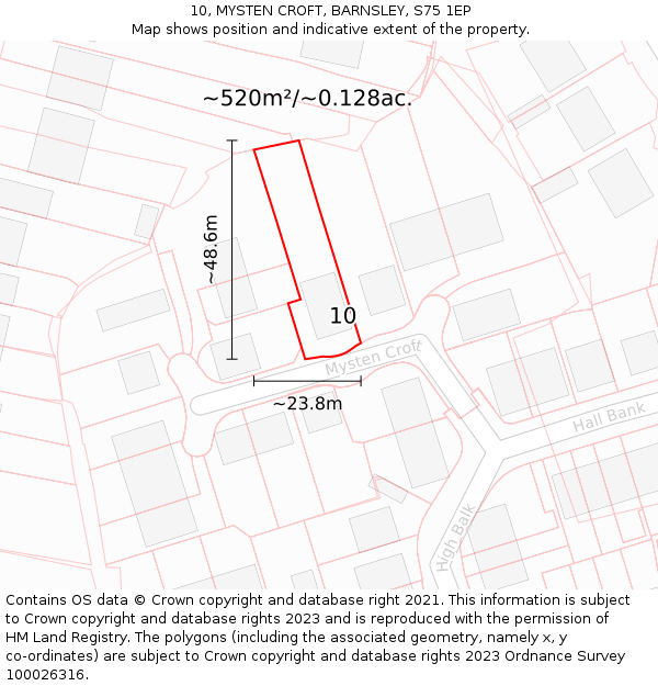 10, MYSTEN CROFT, BARNSLEY, S75 1EP: Plot and title map