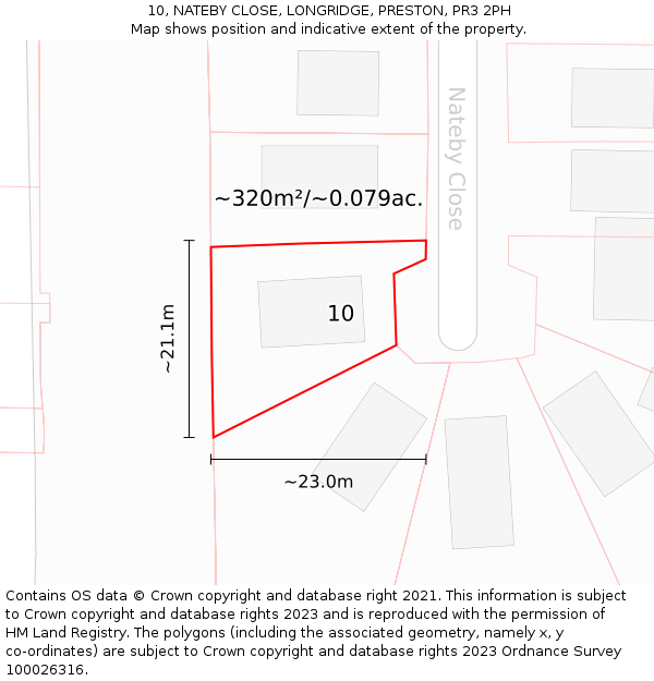 10, NATEBY CLOSE, LONGRIDGE, PRESTON, PR3 2PH: Plot and title map
