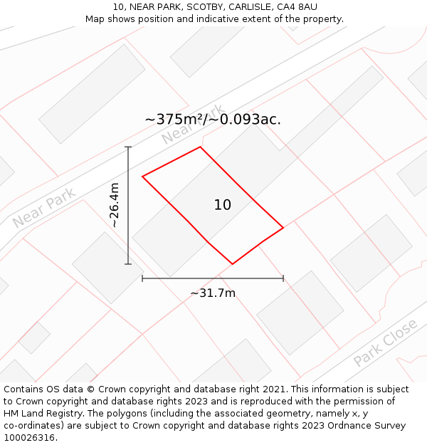 10, NEAR PARK, SCOTBY, CARLISLE, CA4 8AU: Plot and title map