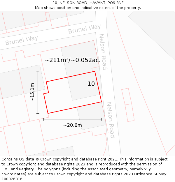 10, NELSON ROAD, HAVANT, PO9 3NF: Plot and title map