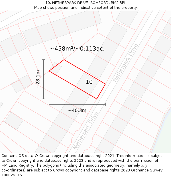 10, NETHERPARK DRIVE, ROMFORD, RM2 5RL: Plot and title map