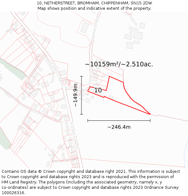 10, NETHERSTREET, BROMHAM, CHIPPENHAM, SN15 2DW: Plot and title map