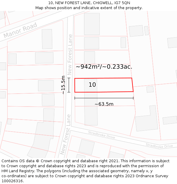 10, NEW FOREST LANE, CHIGWELL, IG7 5QN: Plot and title map