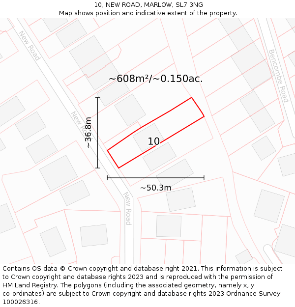 10, NEW ROAD, MARLOW, SL7 3NG: Plot and title map