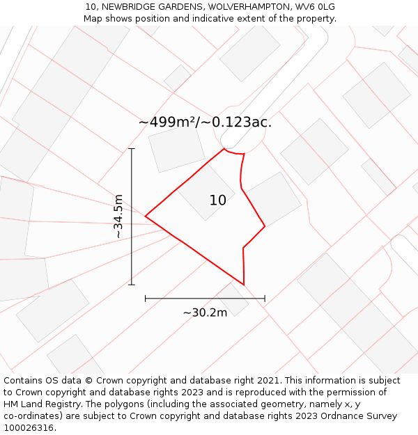 10, NEWBRIDGE GARDENS, WOLVERHAMPTON, WV6 0LG: Plot and title map