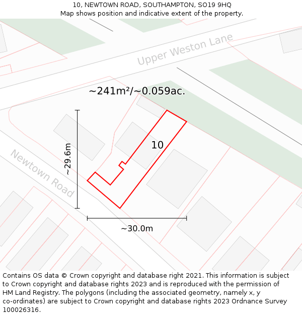 10, NEWTOWN ROAD, SOUTHAMPTON, SO19 9HQ: Plot and title map