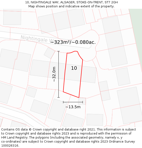 10, NIGHTINGALE WAY, ALSAGER, STOKE-ON-TRENT, ST7 2GH: Plot and title map