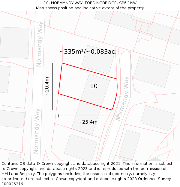 10, NORMANDY WAY, FORDINGBRIDGE, SP6 1NW: Plot and title map