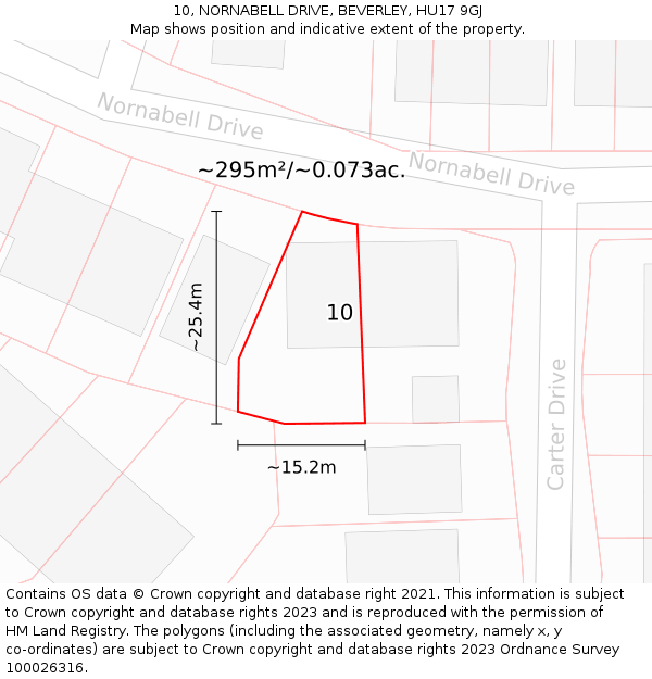 10, NORNABELL DRIVE, BEVERLEY, HU17 9GJ: Plot and title map