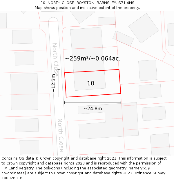 10, NORTH CLOSE, ROYSTON, BARNSLEY, S71 4NS: Plot and title map
