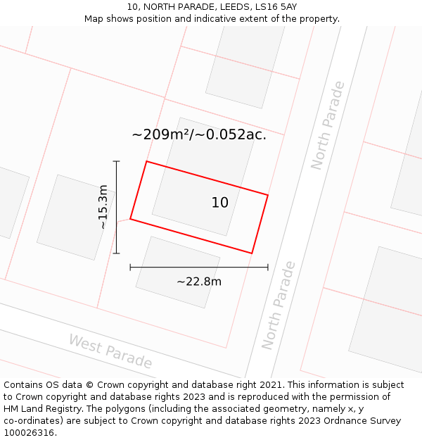 10, NORTH PARADE, LEEDS, LS16 5AY: Plot and title map