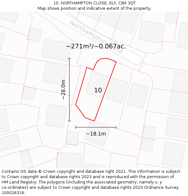 10, NORTHAMPTON CLOSE, ELY, CB6 3QT: Plot and title map