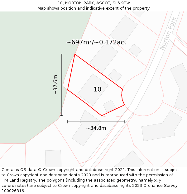 10, NORTON PARK, ASCOT, SL5 9BW: Plot and title map