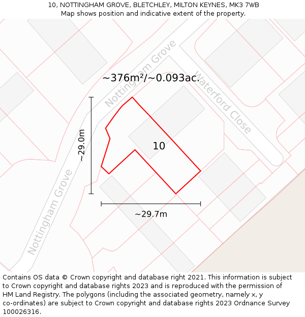 10, NOTTINGHAM GROVE, BLETCHLEY, MILTON KEYNES, MK3 7WB: Plot and title map