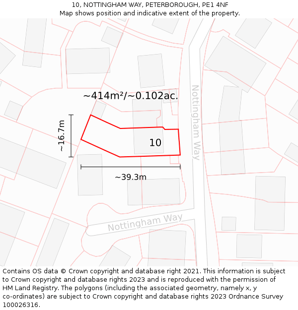 10, NOTTINGHAM WAY, PETERBOROUGH, PE1 4NF: Plot and title map