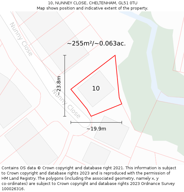 10, NUNNEY CLOSE, CHELTENHAM, GL51 0TU: Plot and title map