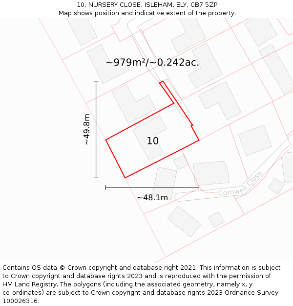 10, NURSERY CLOSE, ISLEHAM, ELY, CB7 5ZP: Plot and title map