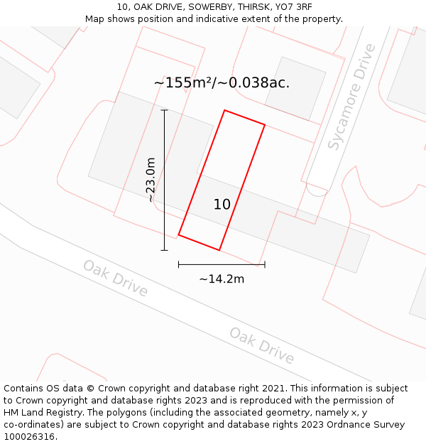 10, OAK DRIVE, SOWERBY, THIRSK, YO7 3RF: Plot and title map