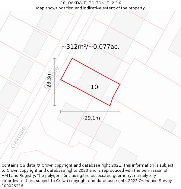 10, OAKDALE, BOLTON, BL2 3JX: Plot and title map