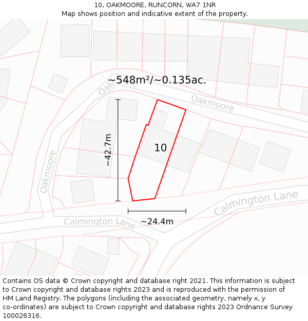 10, OAKMOORE, RUNCORN, WA7 1NR: Plot and title map