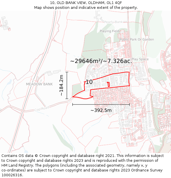 10, OLD BANK VIEW, OLDHAM, OL1 4QF: Plot and title map