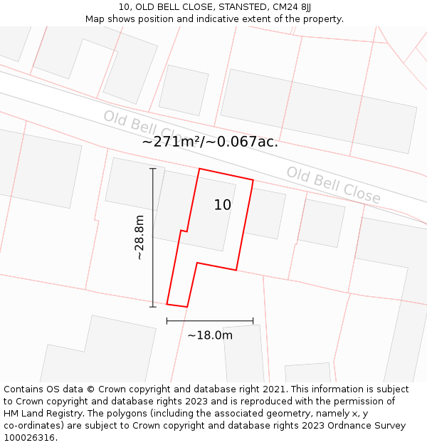 10, OLD BELL CLOSE, STANSTED, CM24 8JJ: Plot and title map