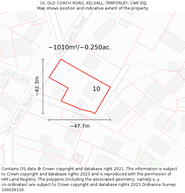 10, OLD COACH ROAD, KELSALL, TARPORLEY, CW6 0QJ: Plot and title map