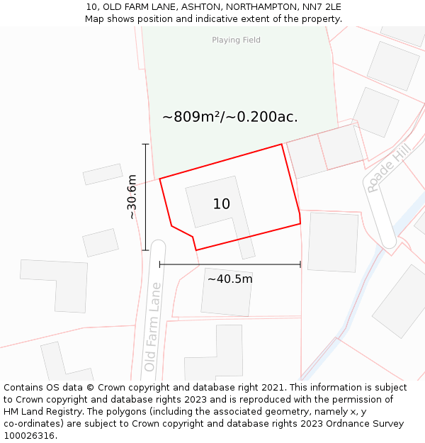10, OLD FARM LANE, ASHTON, NORTHAMPTON, NN7 2LE: Plot and title map